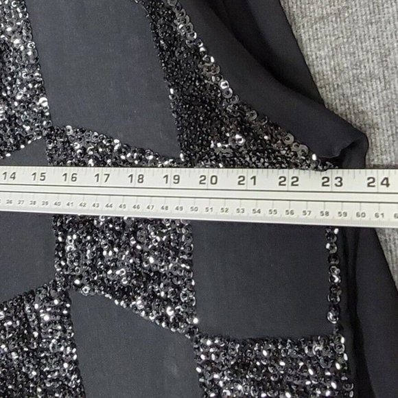 Creazioni Effeci Shirt Womens M Black Chiffon Long Sleeve Semi Sheer Blouse - Picture 7 of 11